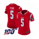 Women's New England Patriots #5 Danny Etling Limited Red Inverted Legend 100th Season Football Jersey