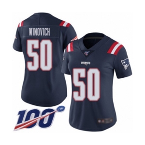 Women's New England Patriots #50 Chase Winovich Limited Navy Blue Rush Vapor Untouchable 100th Season Football Jersey