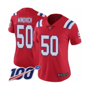 Women's New England Patriots #50 Chase Winovich Red Alternate Vapor Untouchable Limited Player 100th Season Football Jersey