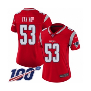 Women's New England Patriots #53 Kyle Van Noy Limited Red Inverted Legend 100th Season Football Jersey