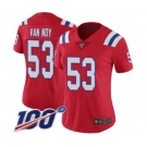 Women's New England Patriots #53 Kyle Van Noy Red Alternate Vapor Untouchable Limited Player 100th Season Football Jersey