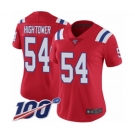 Women's New England Patriots #54 Dont'a Hightower Red Alternate Vapor Untouchable Limited Player 100th Season Football Jersey