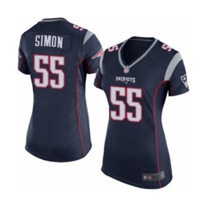 Women's New England Patriots #55 John Simon Game Navy Blue Team Color Football Jersey