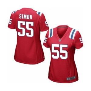 Women's New England Patriots #55 John Simon Game Red Alternate Football Jersey