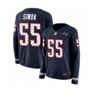 Women's New England Patriots #55 John Simon Limited Navy Blue Therma Long Sleeve Football Jersey