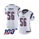 Women's New England Patriots #56 Andre Tippett White Vapor Untouchable Limited Player 100th Season Football Jersey