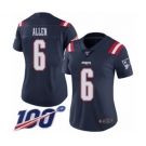 Women's New England Patriots #6 Ryan Allen Limited Navy Blue Rush Vapor Untouchable 100th Season Football Jersey