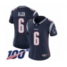 Women's New England Patriots #6 Ryan Allen Navy Blue Team Color Vapor Untouchable Limited Player 100th Season Football Jersey