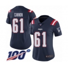 Women's New England Patriots #61 Marcus Cannon Limited Navy Blue Rush Vapor Untouchable 100th Season Football Jersey