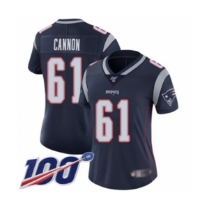 Women's New England Patriots #61 Marcus Cannon Navy Blue Team Color Vapor Untouchable Limited Player 100th Season Football Jersey