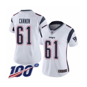 Women's New England Patriots #61 Marcus Cannon White Vapor Untouchable Limited Player 100th Season Football Jersey