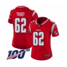 Women's New England Patriots #62 Joe Thuney Limited Red Inverted Legend 100th Season Football Jersey