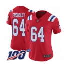 Women's New England Patriots #64 Hjalte Froholdt Red Alternate Vapor Untouchable Limited Player 100th Season Football Jersey