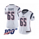 Women's New England Patriots #65 Yodny Cajuste White Vapor Untouchable Limited Player 100th Season Football Jersey