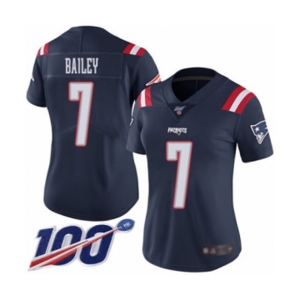 Women's New England Patriots #7 Jake Bailey Limited Navy Blue Rush Vapor Untouchable 100th Season Football Jersey