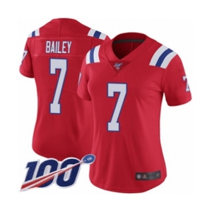 Women's New England Patriots #7 Jake Bailey Red Alternate Vapor Untouchable Limited Player 100th Season Football Jersey