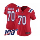 Women's New England Patriots #70 Adam Butler Red Alternate Vapor Untouchable Limited Player 100th Season Football Jersey