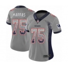 Women's New England Patriots #75 Ted Karras Limited Gray Rush Drift Fashion Football Jersey