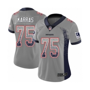 Women's New England Patriots #75 Ted Karras Limited Gray Rush Drift Fashion Football Jersey