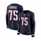 Women's New England Patriots #75 Ted Karras Limited Navy Blue Therma Long Sleeve Football Jersey