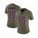 Women's New England Patriots #75 Ted Karras Limited Olive 2017 Salute to Service Football Jersey