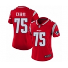 Women's New England Patriots #75 Ted Karras Limited Red Inverted Legend Football Jersey