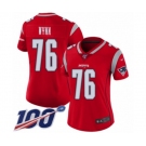 Women's New England Patriots #76 Isaiah Wynn Limited Red Inverted Legend 100th Season Football Jersey