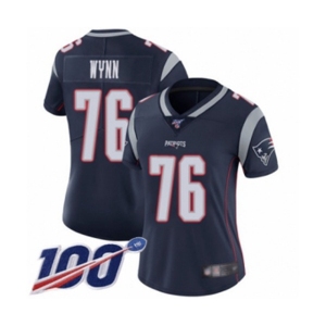 Women's New England Patriots #76 Isaiah Wynn Navy Blue Team Color Vapor Untouchable Limited Player 100th Season Football Jersey