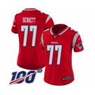 Women's New England Patriots #77 Michael Bennett Limited Red Inverted Legend 100th Season Football Jersey