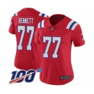 Women's New England Patriots #77 Michael Bennett Red Alternate Vapor Untouchable Limited Player 100th Season Football Jersey