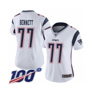 Women's New England Patriots #77 Michael Bennett White Vapor Untouchable Limited Player 100th Season Football Jersey