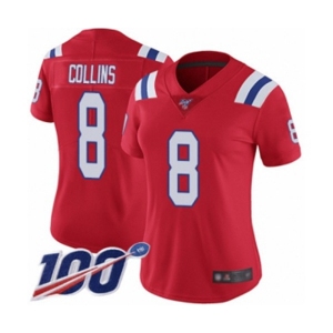 Women's New England Patriots #8 Jamie Collins Red Alternate Vapor Untouchable Limited Player 100th Season Football Jersey