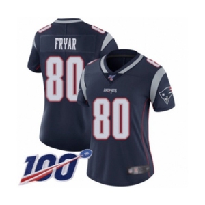 Women's New England Patriots #80 Irving Fryar Navy Blue Team Color Vapor Untouchable Limited Player 100th Season Football Jersey