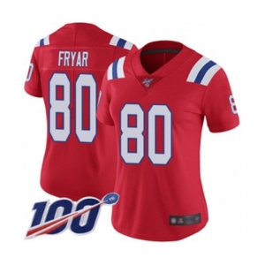 Women's New England Patriots #80 Irving Fryar Red Alternate Vapor Untouchable Limited Player 100th Season Football Jersey