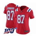 Women's New England Patriots #87 Rob Gronkowski Red Alternate Vapor Untouchable Limited Player 100th Season Football Jersey