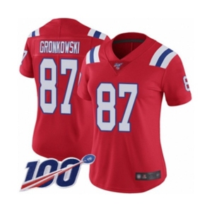 Women's New England Patriots #87 Rob Gronkowski Red Alternate Vapor Untouchable Limited Player 100th Season Football Jersey