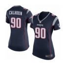 Women's New England Patriots #90 Shilique Calhoun Game Navy Blue Team Color Football Jersey