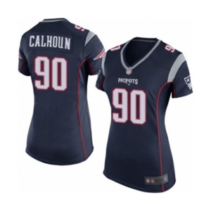 Women's New England Patriots #90 Shilique Calhoun Game Navy Blue Team Color Football Jersey