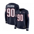 Women's New England Patriots #90 Shilique Calhoun Limited Navy Blue Therma Long Sleeve Football Jersey