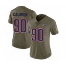 Women's New England Patriots #90 Shilique Calhoun Limited Olive 2017 Salute to Service Football Jersey