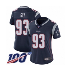 Women's New England Patriots #93 Lawrence Guy Navy Blue Team Color Vapor Untouchable Limited Player 100th Season Football Jersey