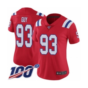 Women's New England Patriots #93 Lawrence Guy Red Alternate Vapor Untouchable Limited Player 100th Season Football Jersey