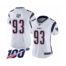 Women's New England Patriots #93 Lawrence Guy White Vapor Untouchable Limited Player 100th Season Football Jersey