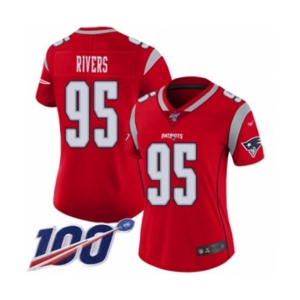 Women's New England Patriots #95 Derek Rivers Limited Red Inverted Legend 100th Season Football Jersey