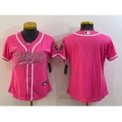 Women's New England Patriots Blank Pink With Patch Cool Base Stitched Baseball Jersey