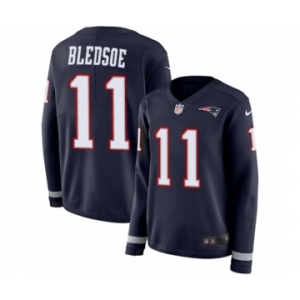 Women's Nike New England Patriots #11 Drew Bledsoe Limited Navy Blue Therma Long Sleeve NFL Jersey