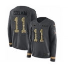 Women's Nike New England Patriots #11 Julian Edelman Limited Black Salute to Service Therma Long Sleeve NFL Jersey