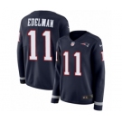 Women's Nike New England Patriots #11 Julian Edelman Limited Navy Blue Therma Long Sleeve NFL Jersey