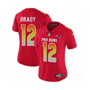 Women's Nike New England Patriots #12 Tom Brady Limited Red AFC 2019 Pro Bowl NFL Jersey