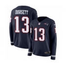 Women's Nike New England Patriots #13 Phillip Dorsett Limited Navy Blue Therma Long Sleeve NFL Jersey